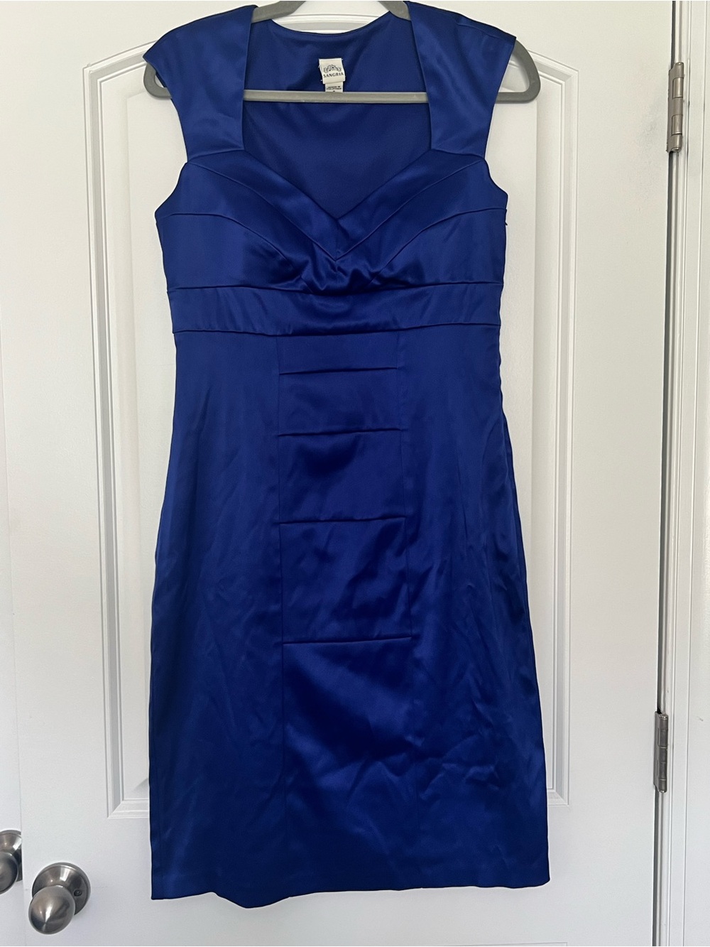 Signature by Sangria Sleeveless Satin Midi Dress in Royal Blue